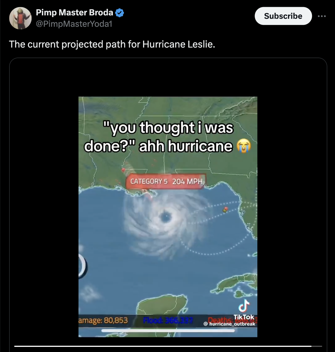 Fact Check Video Does NOT Show 'Projected Path For Hurricane Leslie